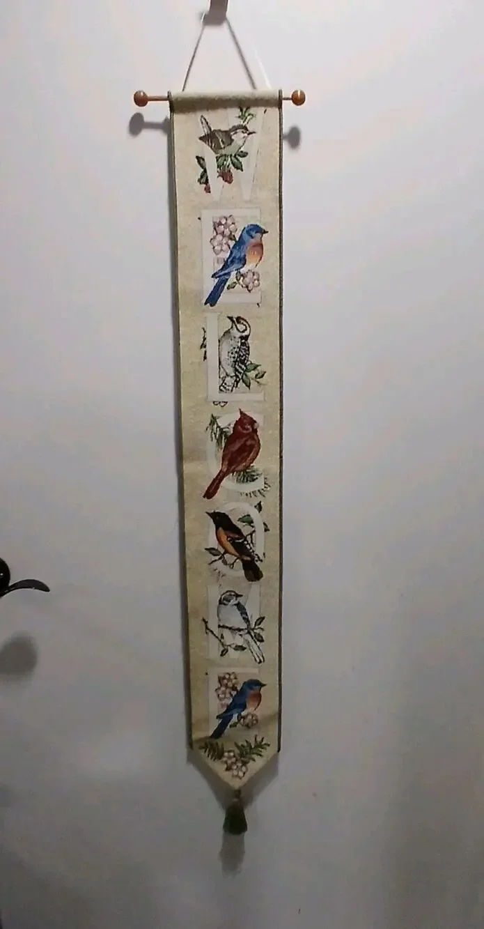 N F Shumaker Pallen Welcome Bird Tapestry Wall Hanger Bird Watchers Alphabet...